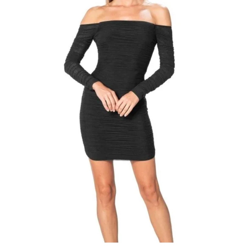 NWT Dress the Population Black Off-Shoulder Dress Size L